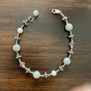 Vintage Boho Sterling Silver and Bead Bracelet